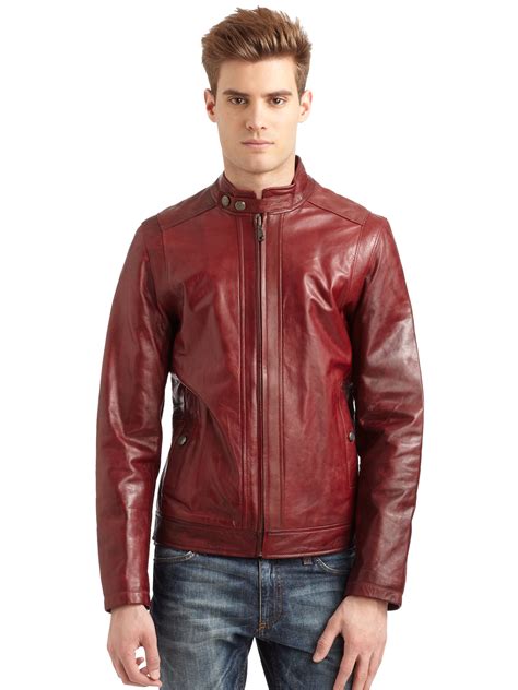 red mens versace leather jacket|Versace leather jacket men's.